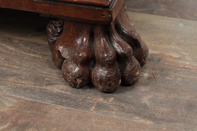 Lot 1539 - A GEORGE I BURR WALNUT BUREAU BOOKCASE WITH BROKEN ARCH PEDIMENT AND MIRRORED DOORS