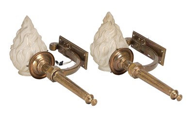 Lot 986 - A PAIR OF 20TH CENTURY BRASS WALL LIGHTS