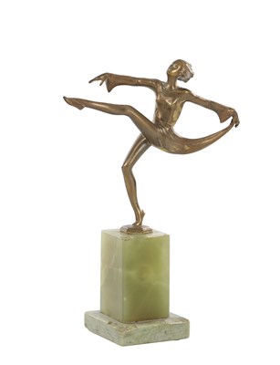 Lot 1019 - JOSEF LORENZL (1892 - 1950) AUSTRIAN ART DECO BRONZE FIGURE OF A DANCER