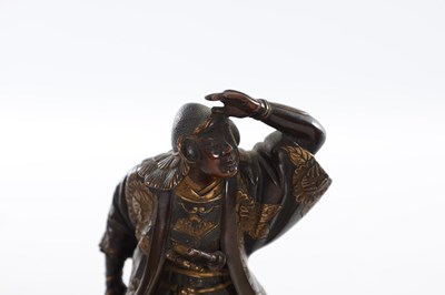 Lot 493 - A FINE PAIR OF LATE 19TH CENTURY JAPANESE MEIJI BRONZE FIGURAL SCULPTURES BY MIYAO