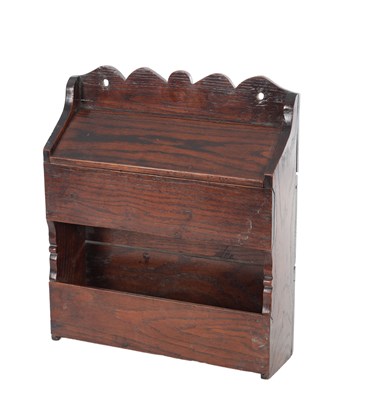 Lot 825 - AN 18TH CENTURY OAK TWO-TIER WALL MOUNTED CANDLE BOX