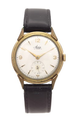 Lot 1117 - A MID 20TH CENTURY AVIA GILT METAL WRIST WATCH