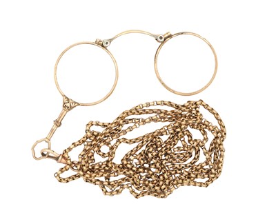 Lot 367 - A VICTORIAN LORGNETTE WITH A 14CT YELLOW GOLD CHAIN