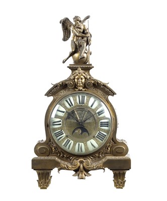 Lot 1306 - DENIERE A PARIS. A 19TH CENTURY FRENCH ORMOLU MANTEL CLOCK WITH MOONPHASE