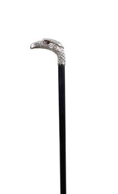 Lot 854 - A LATE 19TH CENTURY SILVER HANDLED CANE