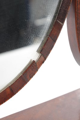 Lot 1536 - A GEORGE III MAHOGANY SERPENTINE FRONTED TOILET MIRROR