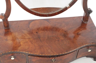 Lot 1536 - A GEORGE III MAHOGANY SERPENTINE FRONTED TOILET MIRROR