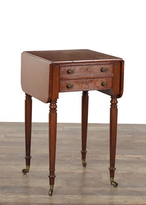 Lot 1382 - A 19TH CENTURY FIDDLEBACK MAHOGANY WORKBOX