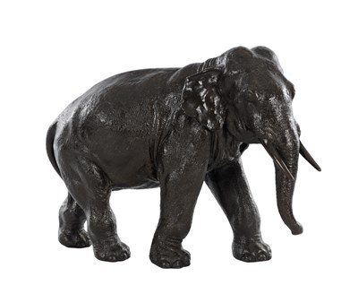 Lot 567 - A MEIJI PERIOD JAPANESE BRONZE MODEL OF AN ELEPHANT