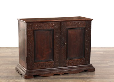 Lot 1457 - A 19TH CENTURY OAK, WALNUT AND PINE COLLECTORS CABINET