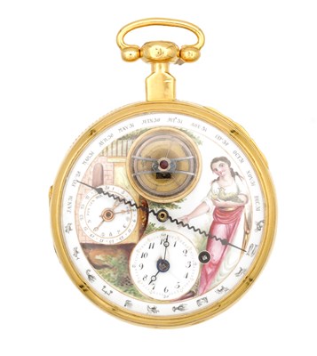 Lot 1094 - AN EARLY 19TH CENTURY SWISS SILVER GILT ASTROLOGICAL POCKET WATCH