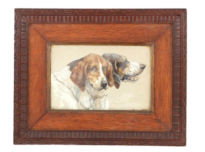 Lot 684 - PAUL TAVERNIER (FRENCH, 1852-1943) A WATERCOLOUR OF HUNTING HOUNDS, SIGNED