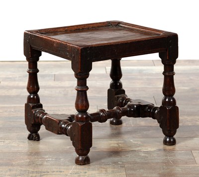 Lot 1471 - A 17TH CENTURY JOINED OAK STOOL