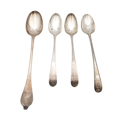 Lot 102 - A COLLECTION OF FOUR GEORGE III LARGE SILVER SPOONS