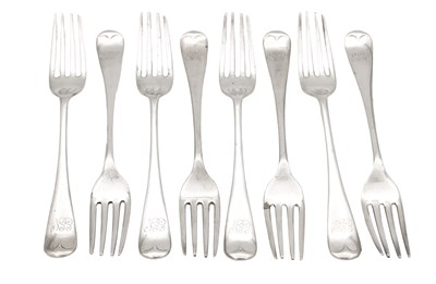 Lot 181 - A SET OF EIGHT VICTORIAN SILVER FORKS