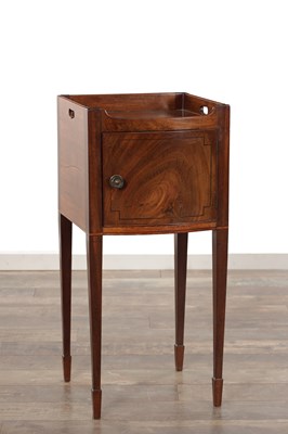 Lot 1567 - A GEORGE III MAHOGANY BEDSIDE CABINET