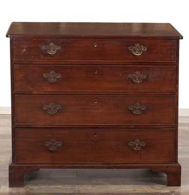 Lot 1520 - A GEORGE II MAHOGANY CHEST OF DRAWERS