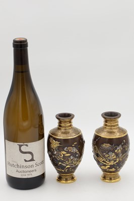 Lot 416 - A FINE PAIR OF MEIJI PERIOD JAPANESE BRONZE VASES