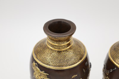Lot 416 - A FINE PAIR OF MEIJI PERIOD JAPANESE BRONZE VASES