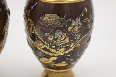 Lot 416 - A FINE PAIR OF MEIJI PERIOD JAPANESE BRONZE VASES