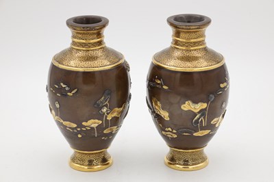 Lot 416 - A FINE PAIR OF MEIJI PERIOD JAPANESE BRONZE VASES
