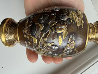 Lot 416 - A FINE PAIR OF MEIJI PERIOD JAPANESE BRONZE VASES