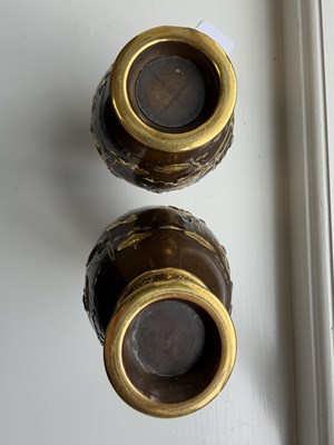 Lot 416 - A FINE PAIR OF MEIJI PERIOD JAPANESE BRONZE VASES