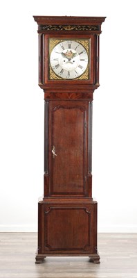 Lot 1270 - MAJOR SCHOFIELD, MANCHESTER AN GEORGE III OAK AND MAHOGANY 8-DAY LONGCASE CLOCK WITH MOONPHASE