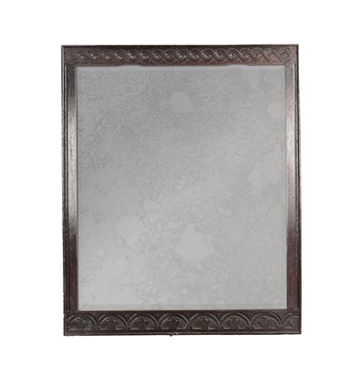 Lot 1511 - AN 18TH CENTURY STYLE CARVED OAK HANGING MIRROR