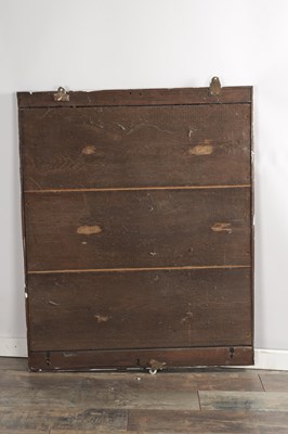 Lot 1511 - AN 18TH CENTURY STYLE CARVED OAK HANGING MIRROR