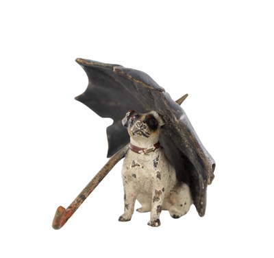 Lot 988 - ATTRIBUTED TO FRANZ BERGMAN (1861–1936) AN AUSTRIAN COLD-PAINTED BRONZE TERRIER WITH UMBRELLA