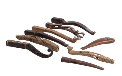 Lot 1035 - A COLLECTION OF LATE 19TH/ EARLY 20TH CENTURY CARVED WOOD KNITTING SHEATHS