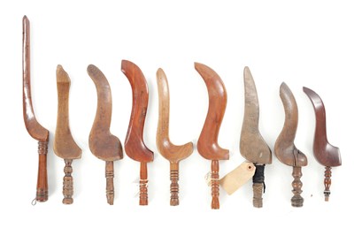 Lot 791 - A COLLECTION OF 19TH AND EARLY 20TH CENTURY CARVED WOOD KNITTING SHEATHS