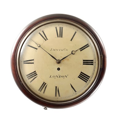 Lot 1347 - DENT & CO, LONDON AN EARLY 19TH CENTURY 12 INCH MAHOGANY EIGHT DAY FUSEE WALL CLOCK
