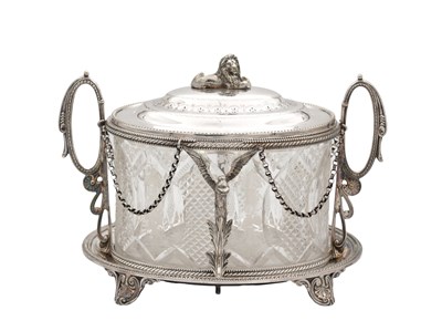 Lot 185 - AN EARLY 20TH CENTURY SILVER-PLATED AND CUT GLASS TABLE CENTREPIECE