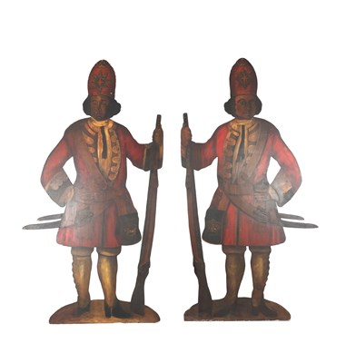 Lot 1119 - A PAIR OF LARGE PAINTED WOOD DUMMY BOARDS OF SCOTS GUARDS