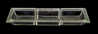 Lot 22 - RENE LALIQUE A FRENCH FROSTED AND CLEAR GLASS 'CHARME' THREE-SECTION JARDINIERE CENTREPIECE