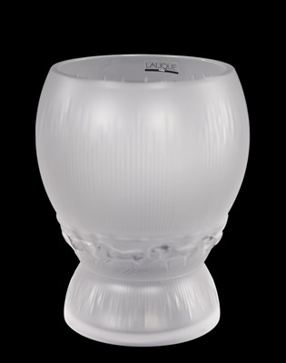 Lot 9 - A LALIQUE FROSTED CRYSTAL 'EPONA' VASE