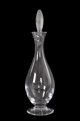 Lot 564 - A LALIQUE CLEAR AND FROSTED CRYSTAL 'DIAMANT' DECANTER WITH LEAF STOPPER