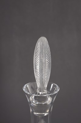 Lot 564 - A LALIQUE CLEAR AND FROSTED CRYSTAL 'DIAMANT' DECANTER WITH LEAF STOPPER