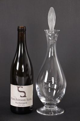 Lot 564 - A LALIQUE CLEAR AND FROSTED CRYSTAL 'DIAMANT' DECANTER WITH LEAF STOPPER