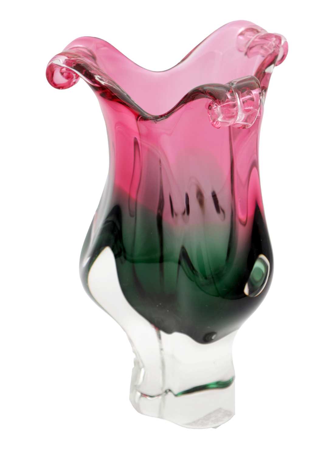Lot 547 - JOSEF HOSPODKA A MID 20TH CENTURY BOHEMIAN CHRIBSKA GLASS VASE