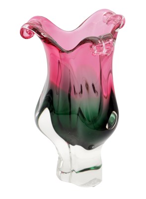 Lot 547 - JOSEF HOSPODKA A MID 20TH CENTURY BOHEMIAN CHRIBSKA GLASS VASE
