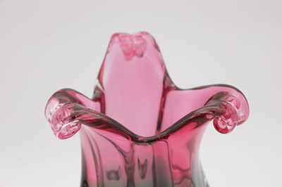 Lot 547 - JOSEF HOSPODKA A MID 20TH CENTURY BOHEMIAN CHRIBSKA GLASS VASE