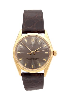Lot 1126 - A 1966 ROLEX 18CT GOLD OYSTER PERPETUAL WRIST WATCH REF. 1005