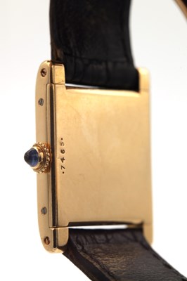 Lot 1148 - A CARTIER 18CT GOLD TANK GENTLEMAN'S WRIST WATCH, HALLMARKED "JC, LONDON, 1968"