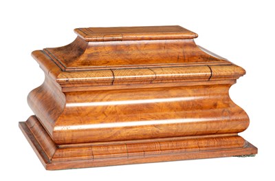 Lot 801 - A 19TH CENTURY POLLARD OAK SARCOPHAGUS TEA CADDY