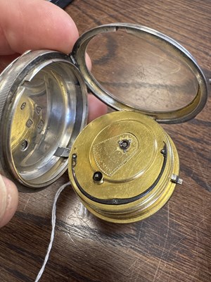 Lot 414 - A 19TH CENTURY SILVER OPEN FACED POCKET WATCH WITH MASSEY'S PATENT MOVEMENT