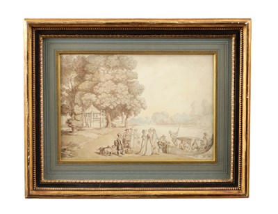 Lot 670 - THOMAS ROWLANDSON (BRITISH 1756-1827) A WATERCOLOUR 'THE BOATING PARTY'
