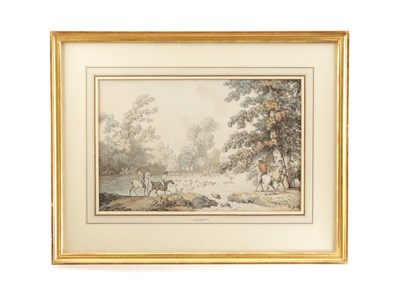 Lot 751 - THOMAS ROWLANDSON (BRITISH 1756-1827) A WATERCOLOUR TITLED 'THE STAG HUNT'